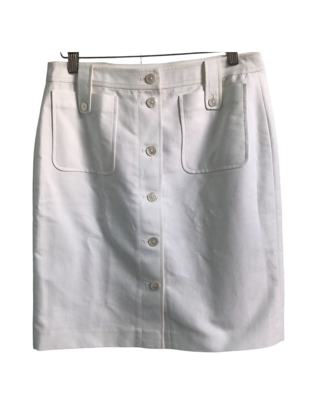 Ralph Lauren Black Label White Cotton Button Down Skirt Size 8